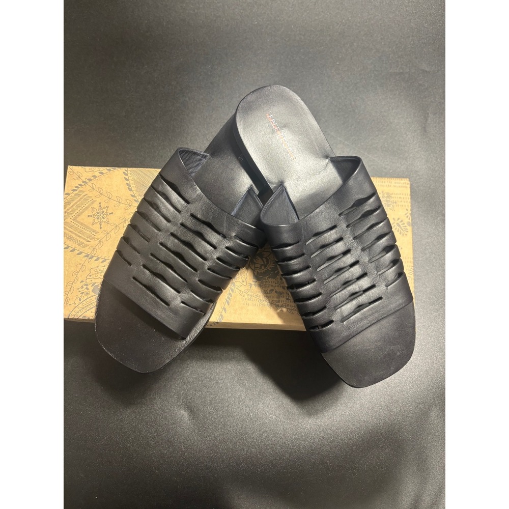 Free People NIB‎ Slice of Sun Leather Sandal in Black Size 7